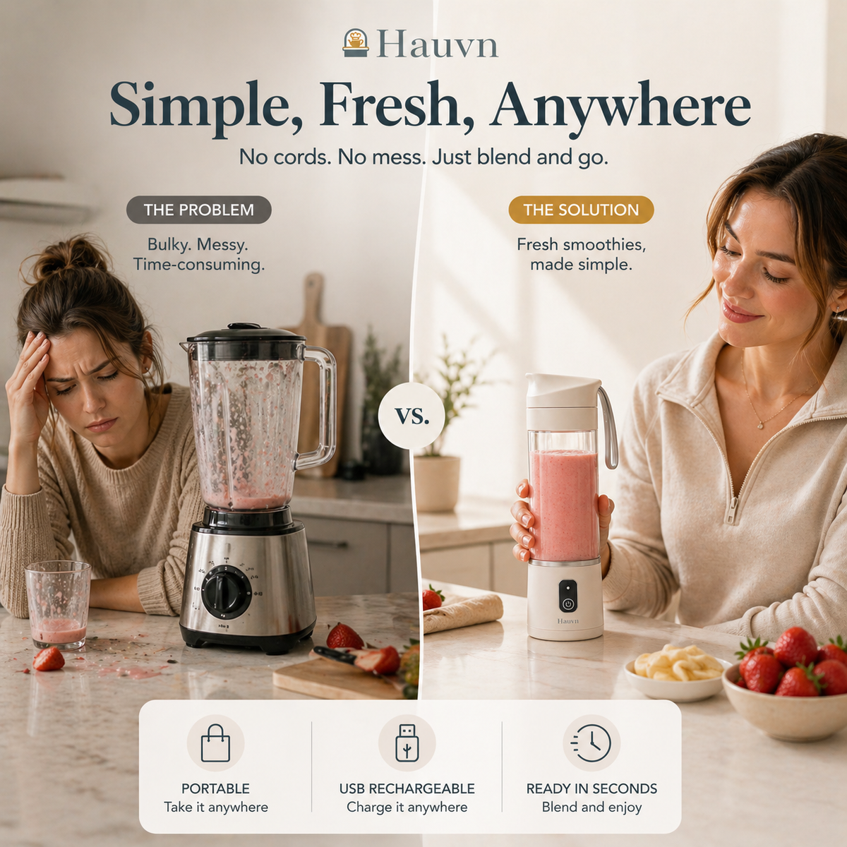 Hauvn Portable Blender Bottle