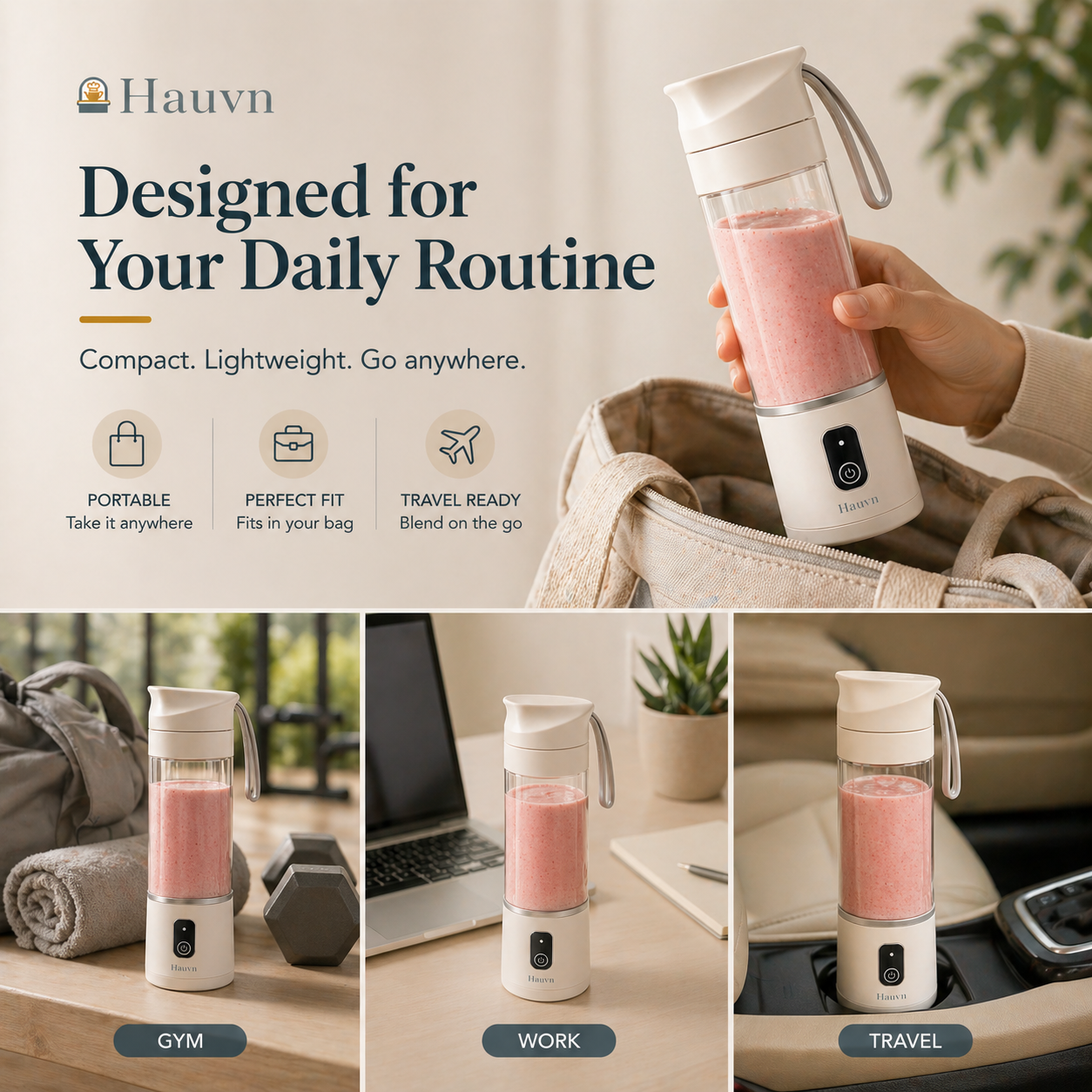 Hauvn Portable Blender Bottle