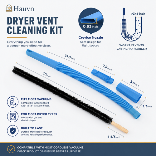 Hauvn Dryer Vent Cleaning Kit (Hose + Brush)