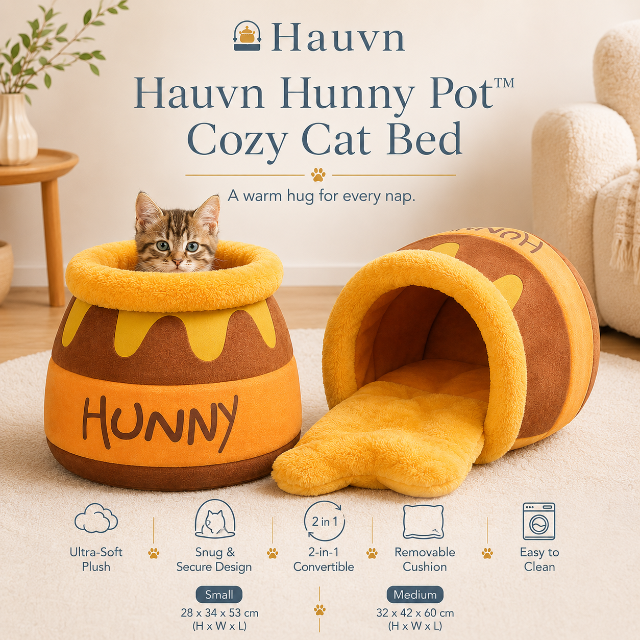 Hauvn Hunny Pot™ Cozy Cat Bed